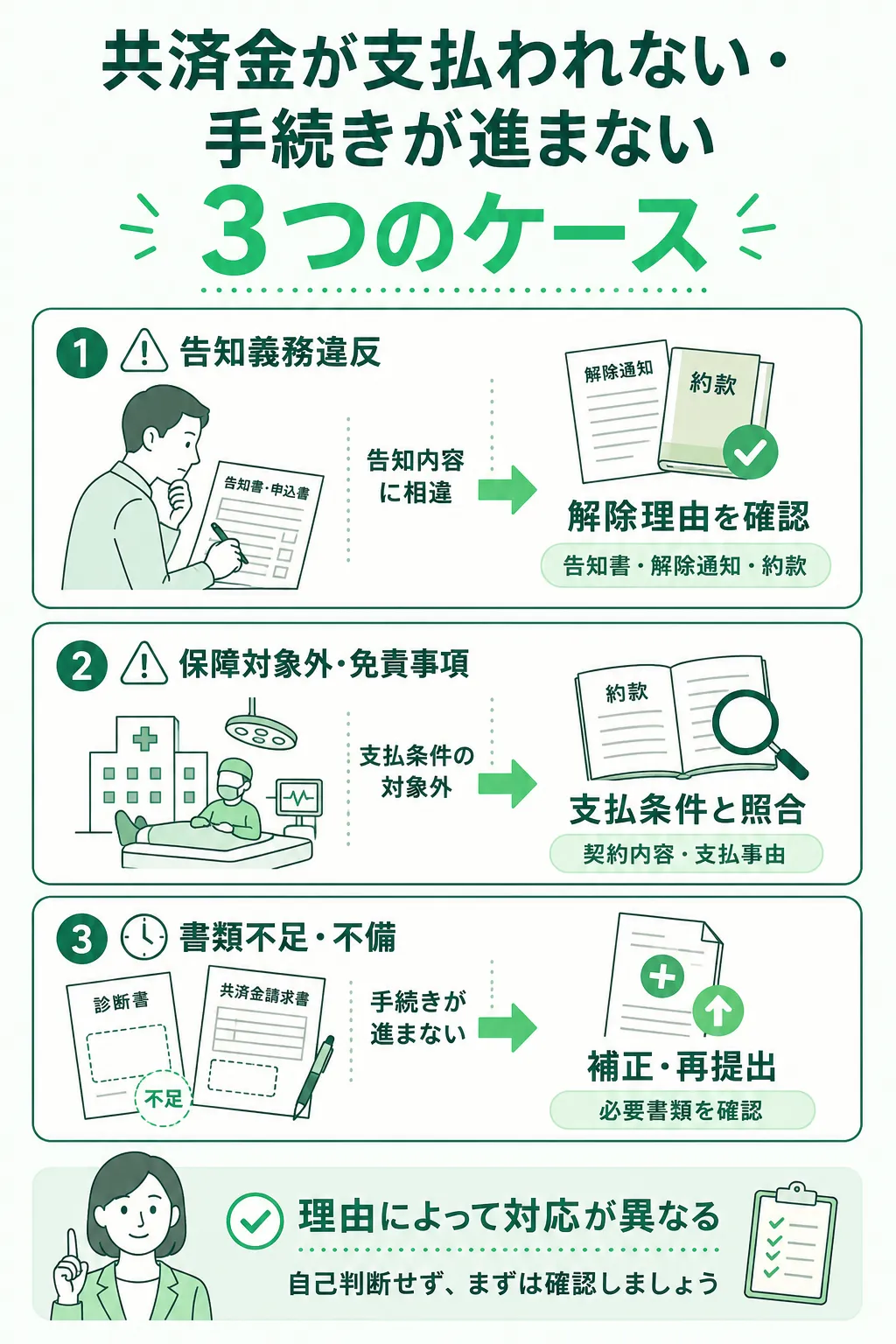 共済金が支払われない・手続きが進まない3つのケース
