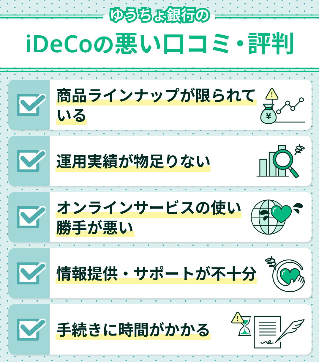 ゆうちょ銀行のiDeCoの悪い口コミ・評判