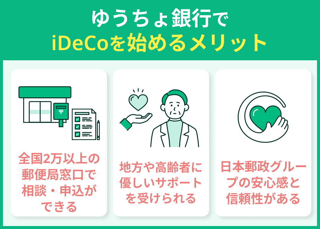 ゆうちょ銀行でiDeCoを始めるメリット