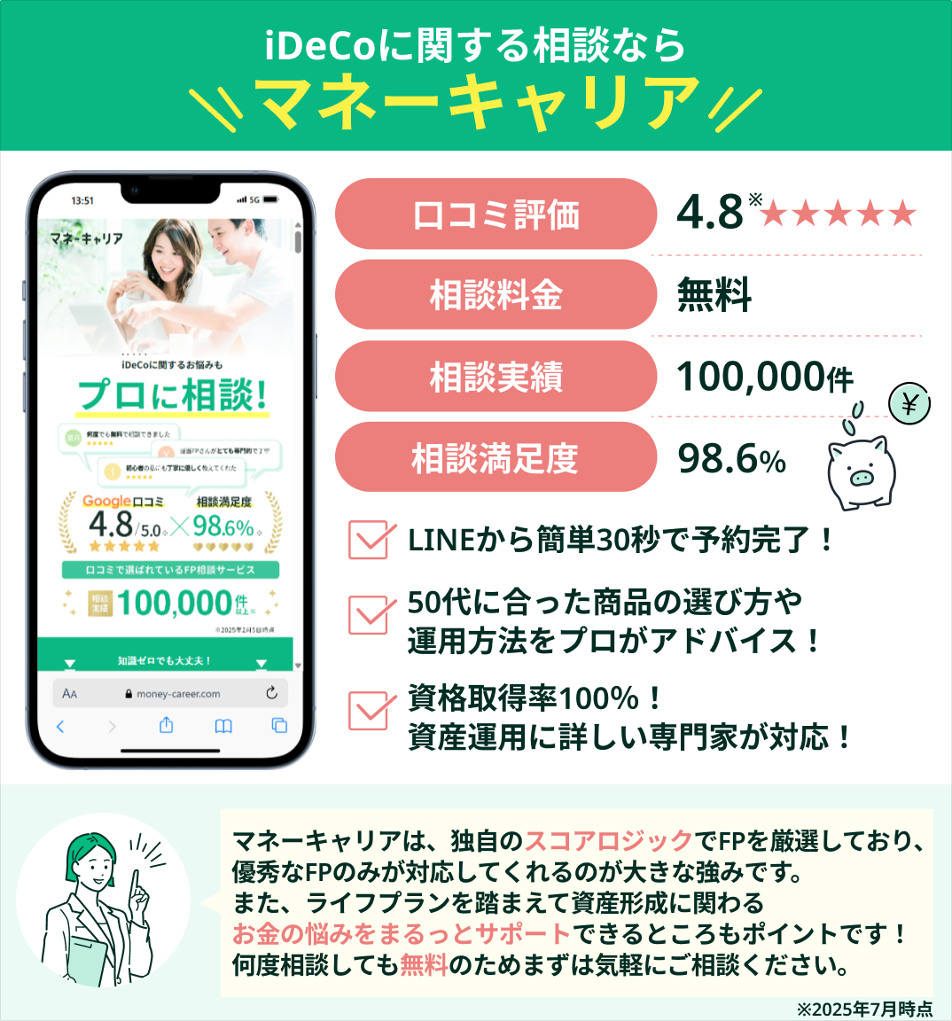 iDeCo無料相談窓口マネーキャリア