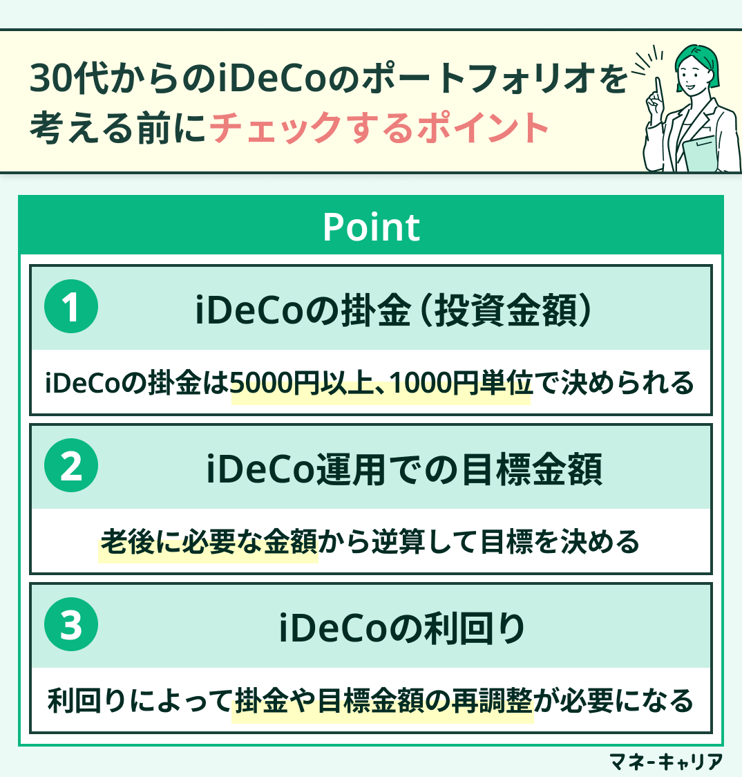 30代からのiDeCoのポートフォリオを考える前にチェックするポイント