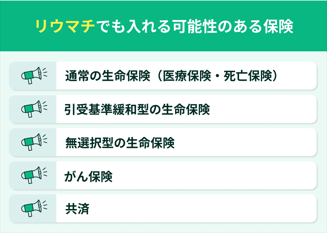 リウマチでも入れる可能性のある保険
