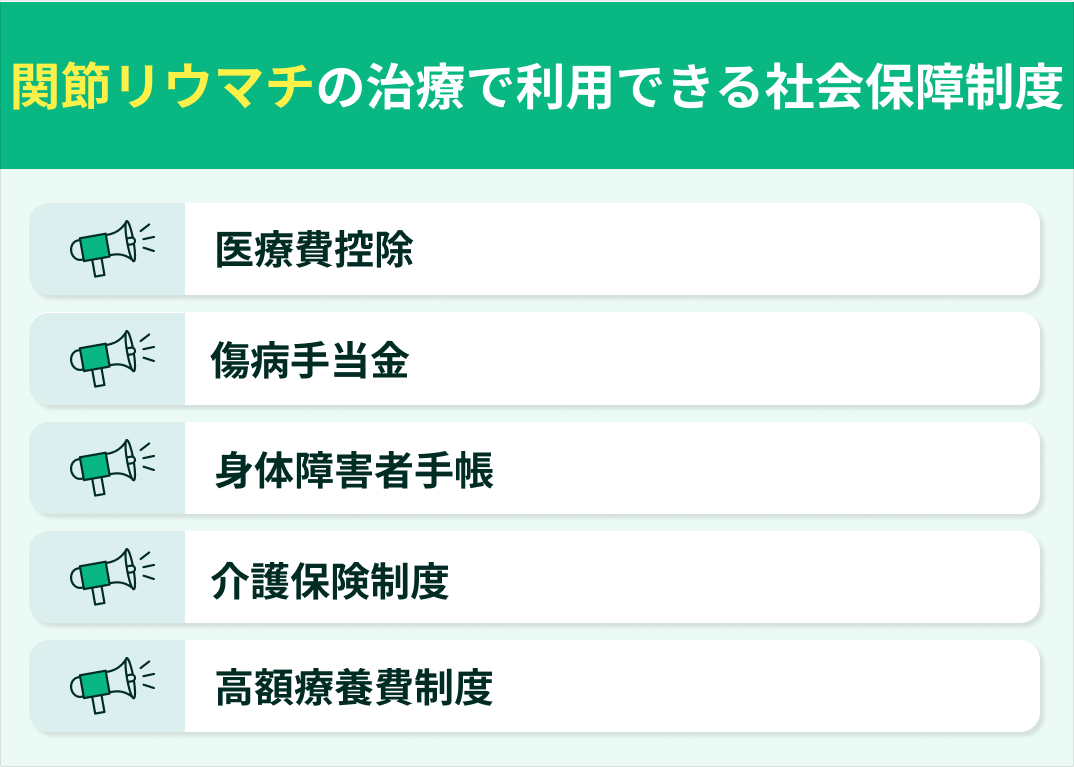 関節リウマチの治療で利用できる社会保障制度