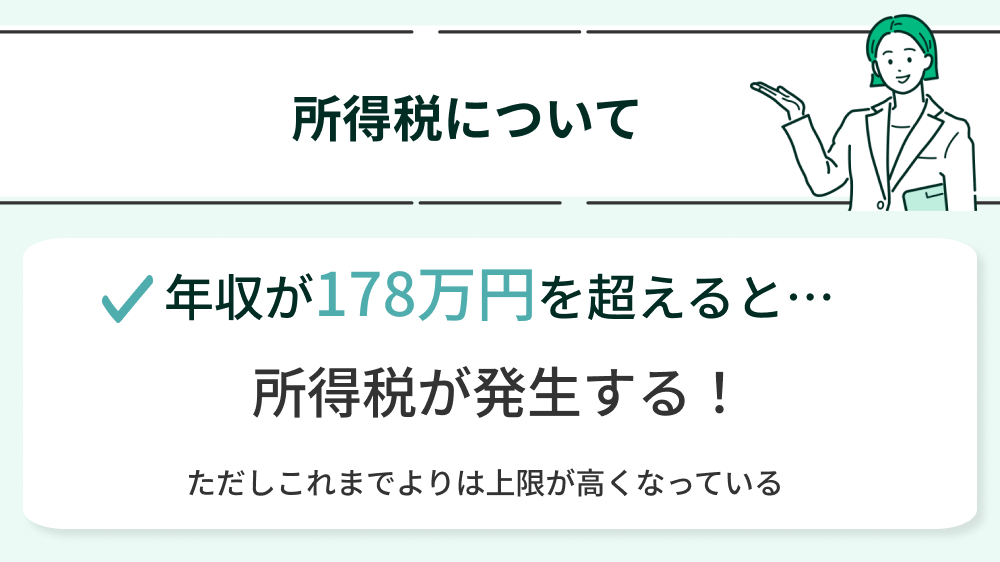 178万円を超えると所得税が発生する