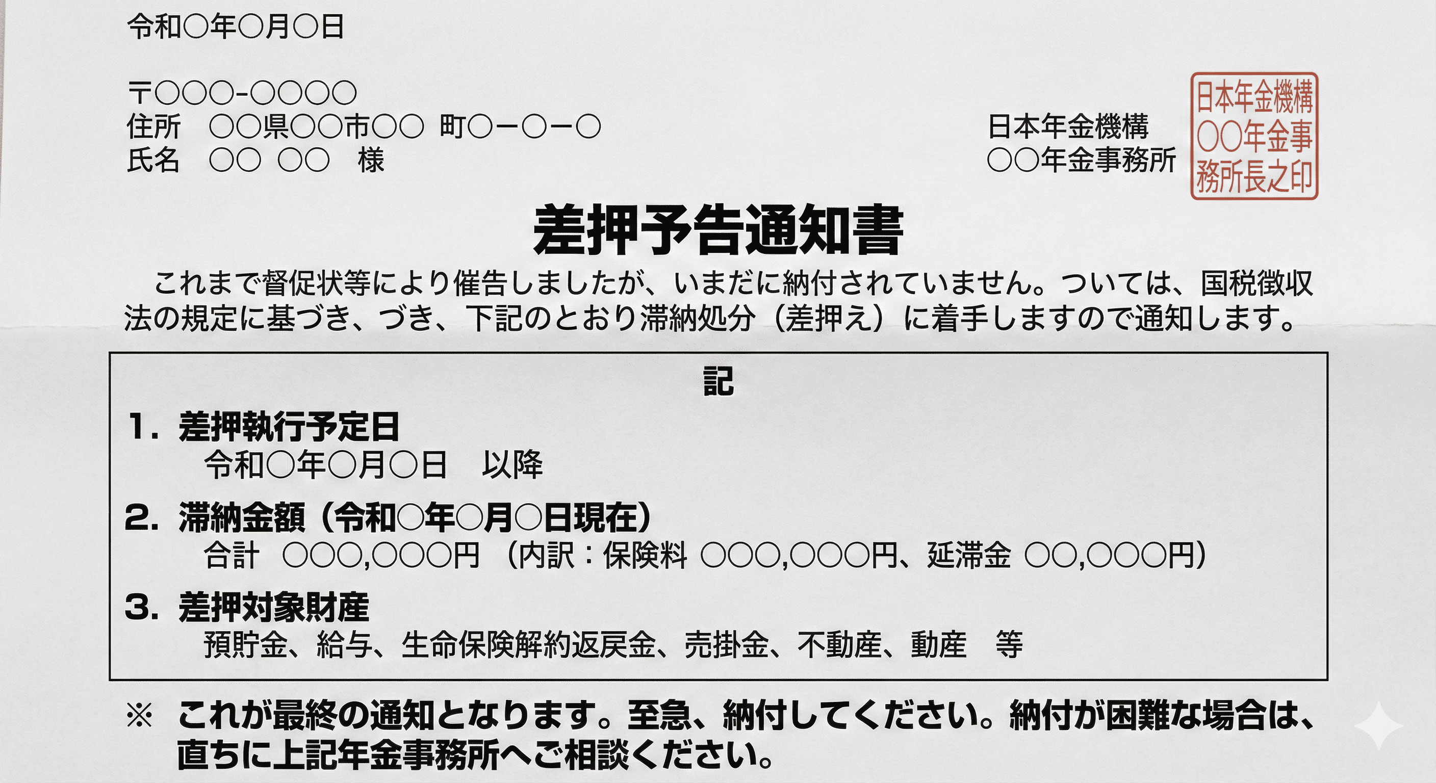 差押予告通知書