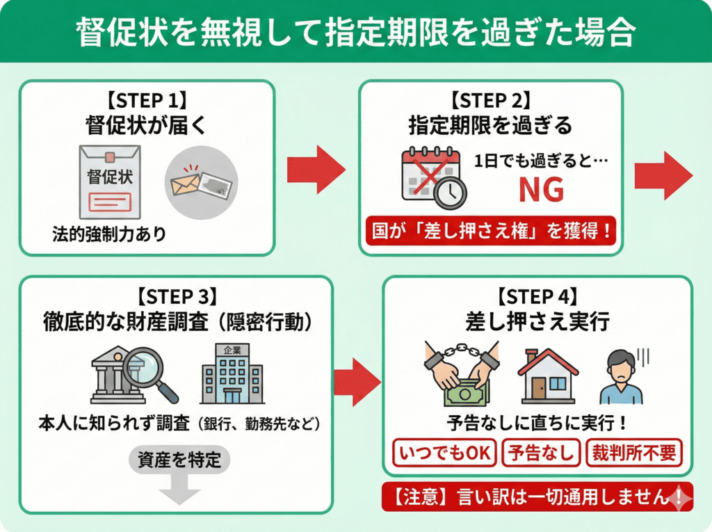 督促状を無視して指定期限を過ぎた場合