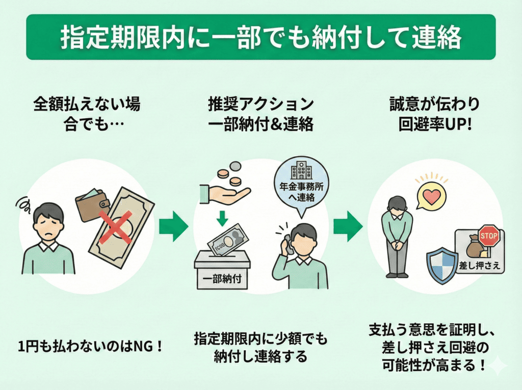 指定期限内に一部でも納付して連絡