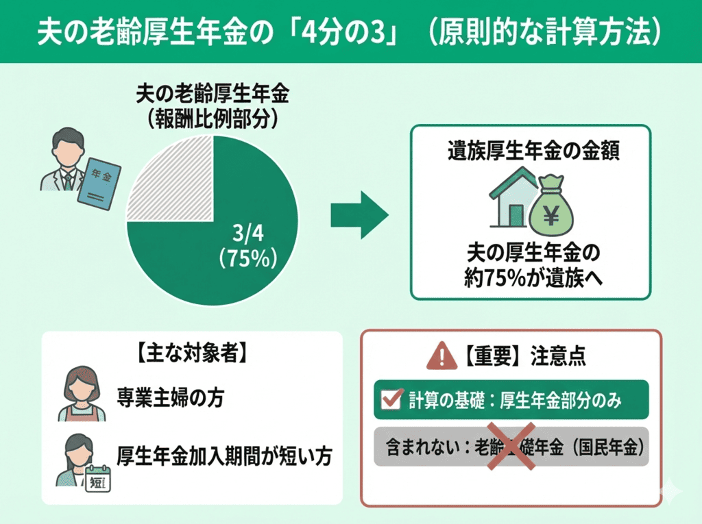 夫の老齢厚生年金の「4分の3」