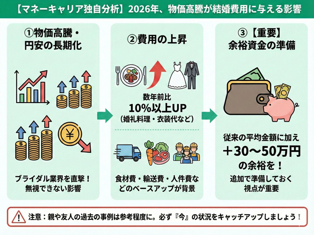 【マネーキャリア独自分析】2026年、物価高騰が結婚費用に与える影響