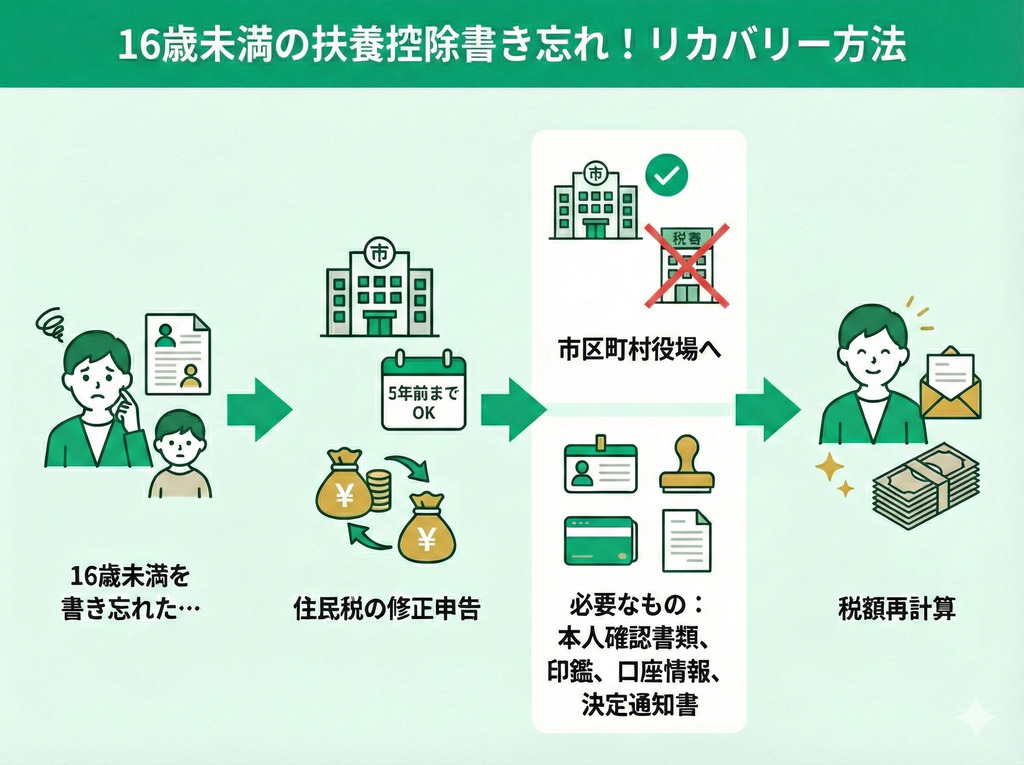 16歳未満の子供を扶養控除に書き忘れた！今からできるリカバリー方法