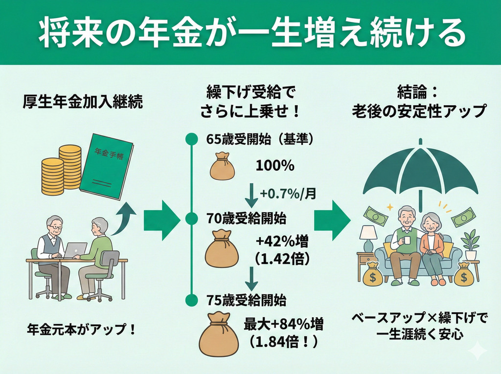 将来の年金が一生増え続ける