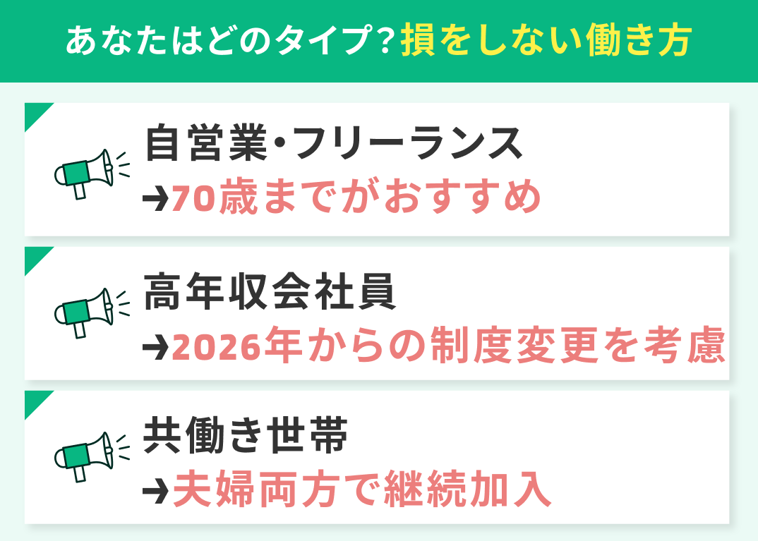 あなたはどのタイプ？厚生年金を何歳まで払うかで損をしない働き方