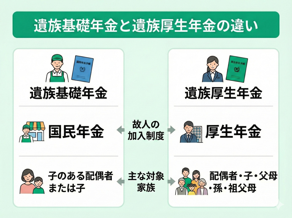 遺族基礎年金と遺族厚生年金の違い