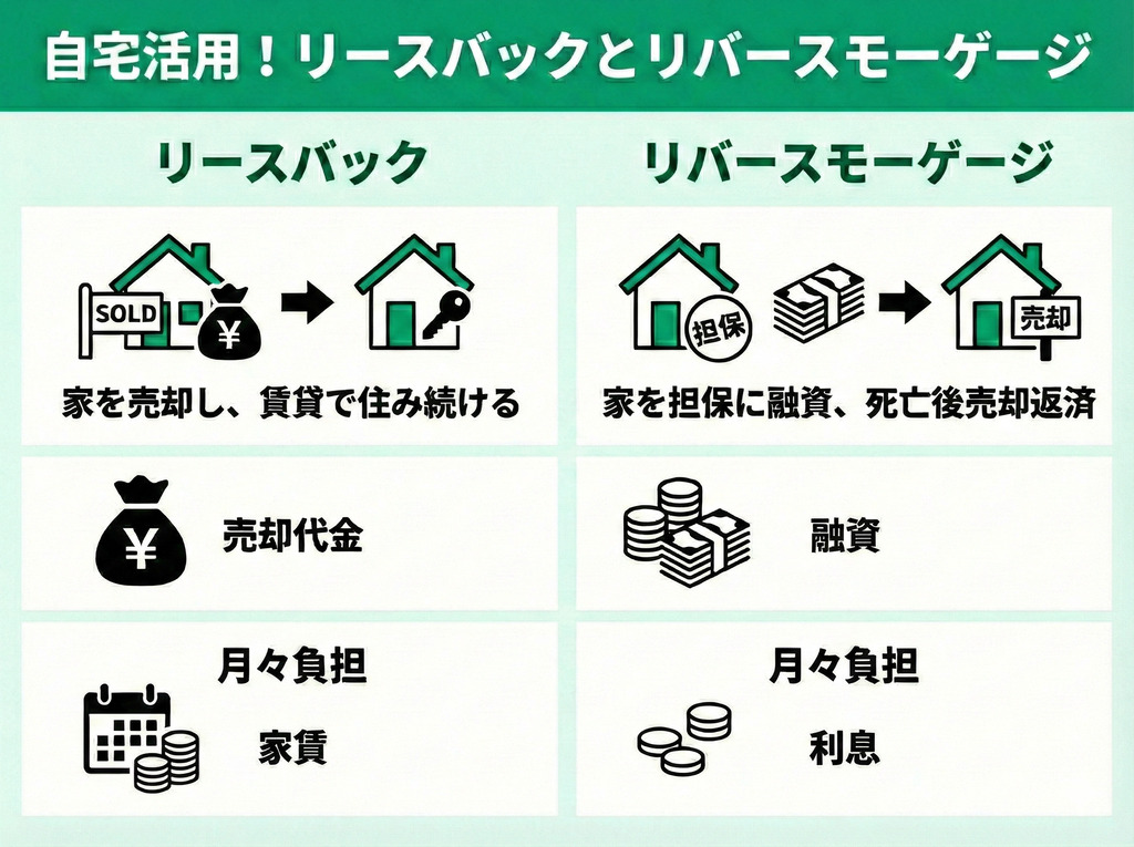 自宅を活用して資金を作るリースバック・リバースモーゲージ