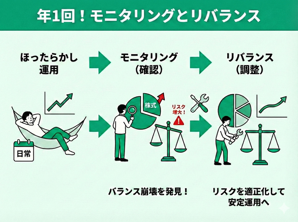 年に1回はモニタリング・リバランスをする
