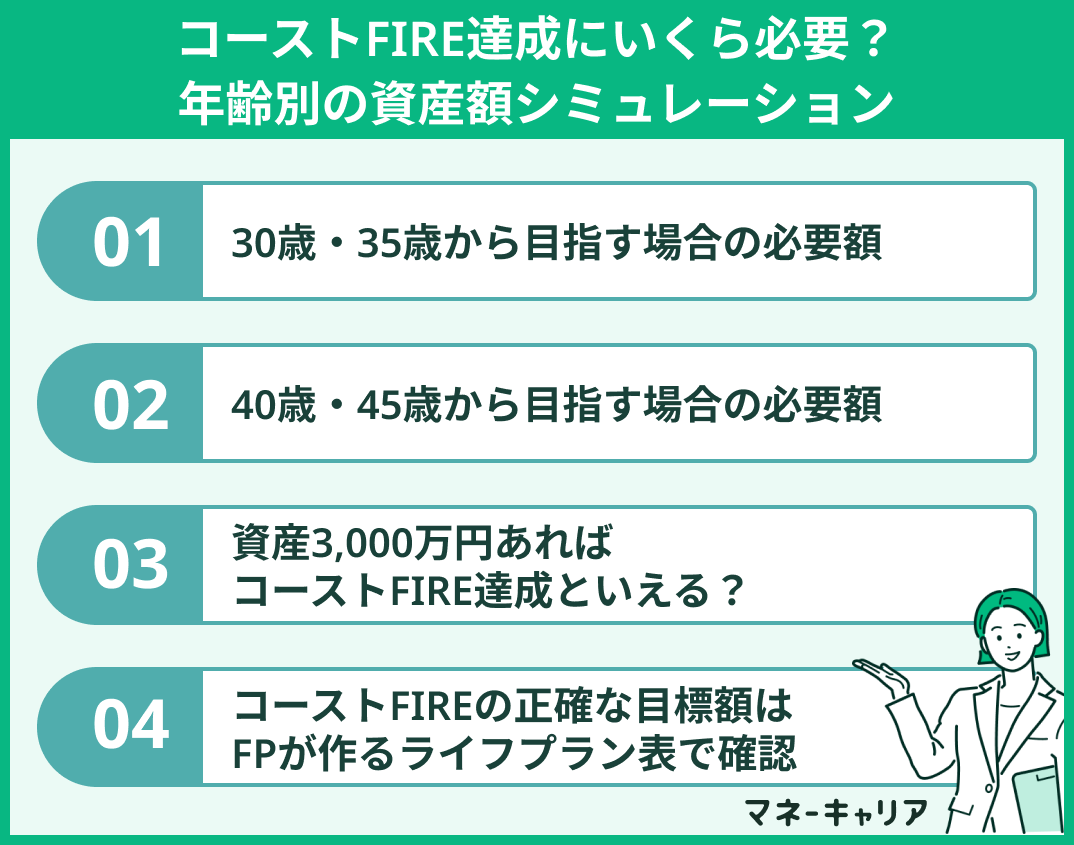 コーストFIRE達成にいくら必要？年齢別の資産額シミュレーション