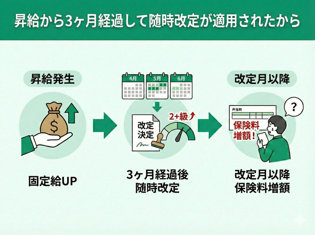 原因➁:昇給から3ヶ月経過して随時改定が適用されたから