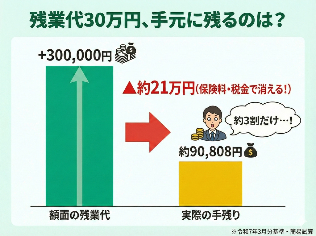 残業代と上がった保険料のバランス