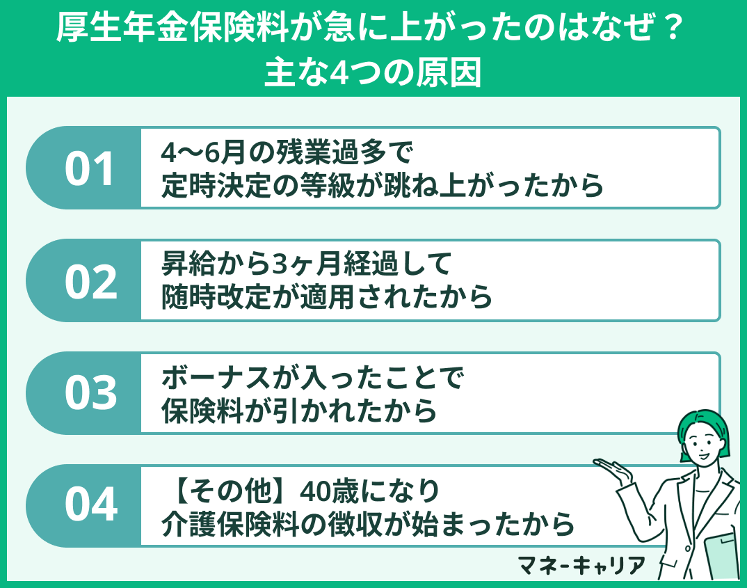 厚生年金保険料が急に上がったのはなぜ?主な4つの原因
