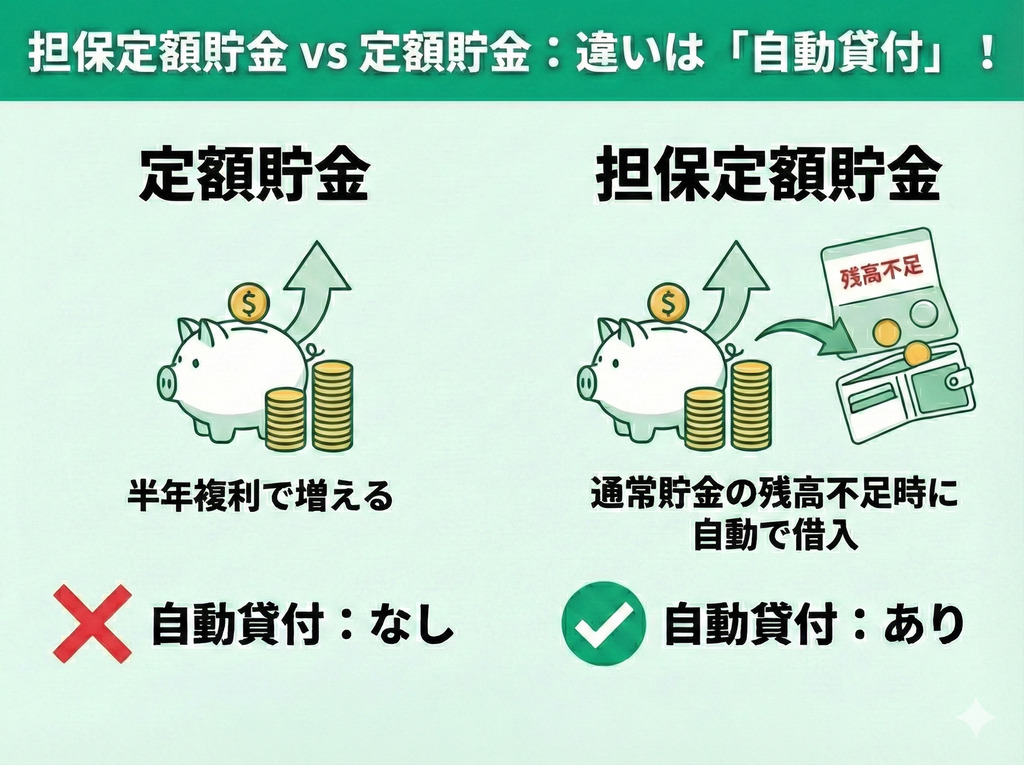 担保定額貯金と定額貯金の違いを比較