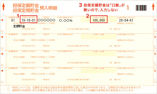 担保定額貯金の通帳の見方
