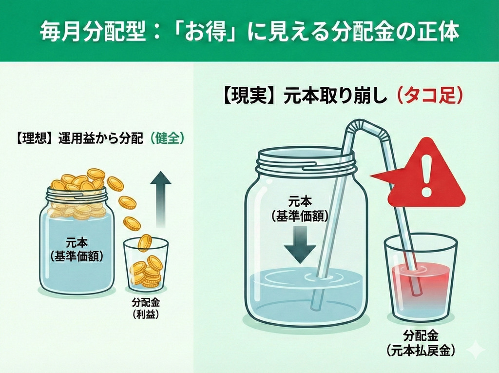 毎月分配型商品：年金代わりの分配金は利益ではなく元本の払い戻しの可能性