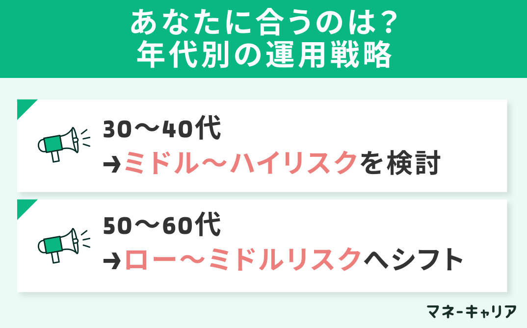 あなたに合うのは?年代別の運用戦略