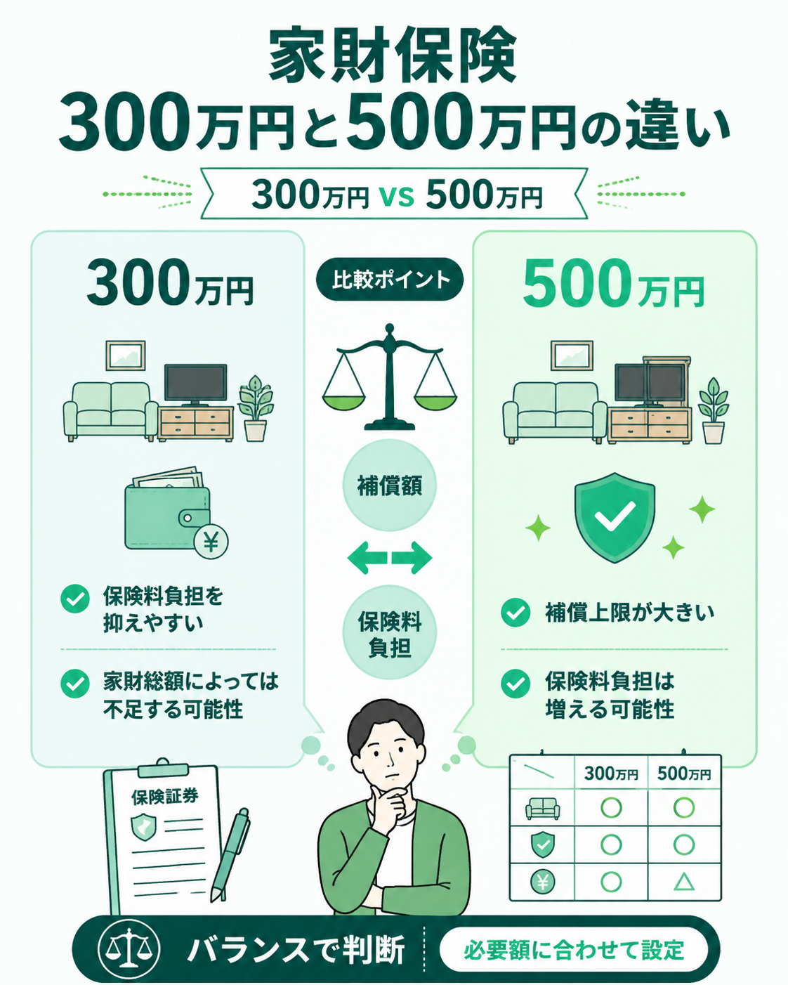 家財保険300万円と500万円の違い