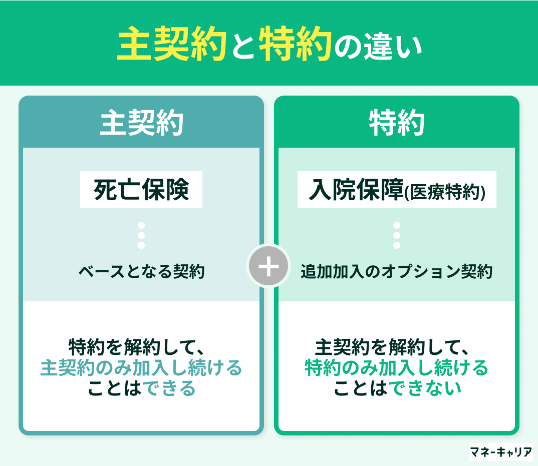 主契約と特約の違い